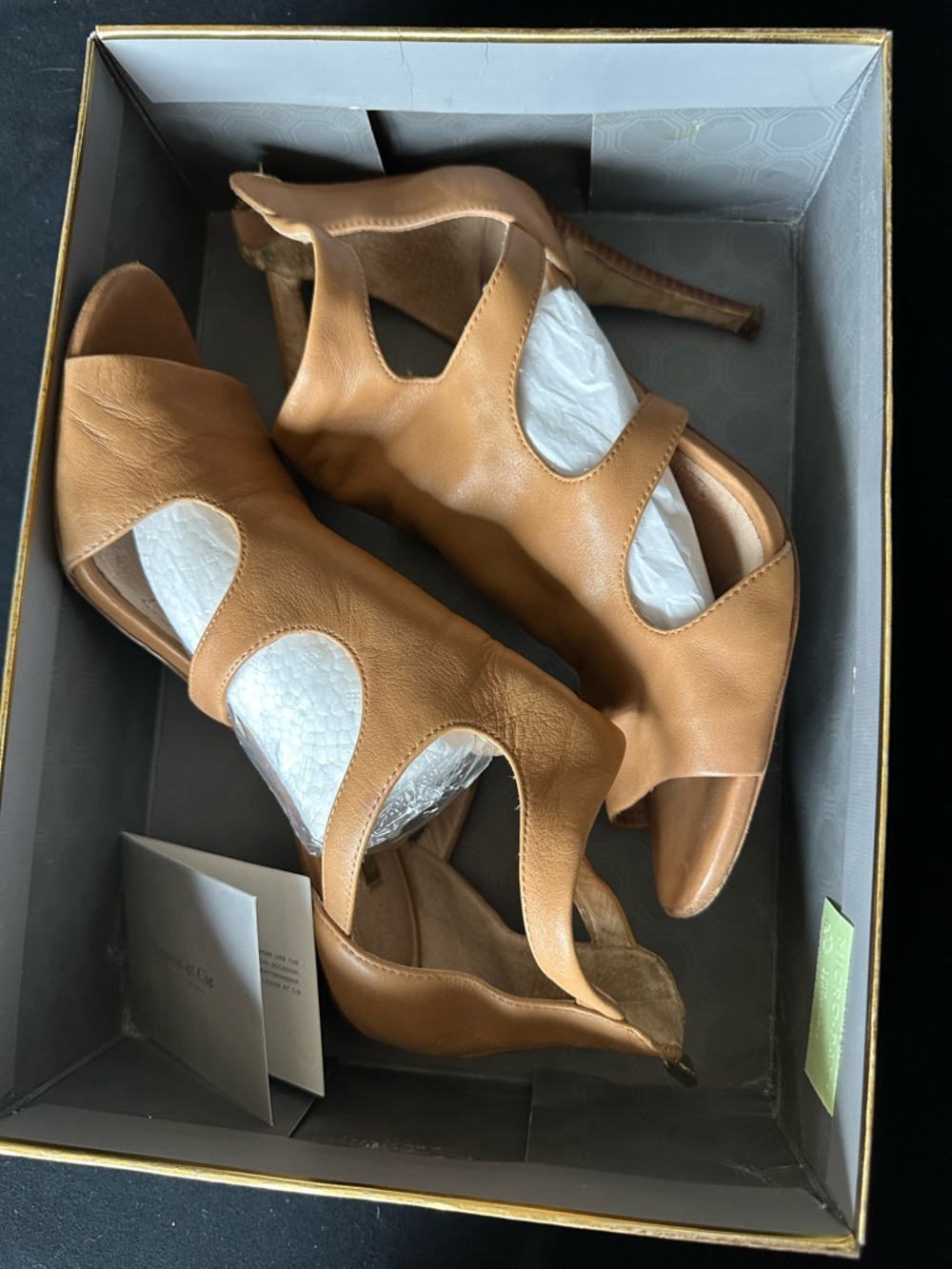 Louise et Cie alo-Winnie camel aspen calf Tan Leather Cutout Stiletto Sandals 95